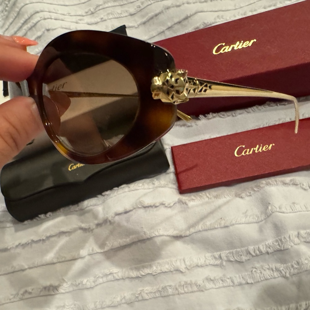 Cartier BNIB Tortoise panther Shell Sunglasses 😎- CT0213S - Picture 3 of 5